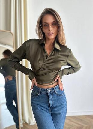 Шовкова блузка на запах