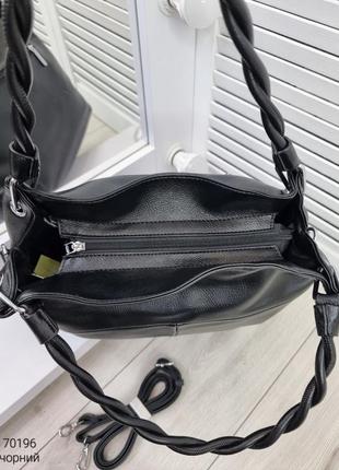 🖤 женская черная сумка мешок из экокожи8 фото