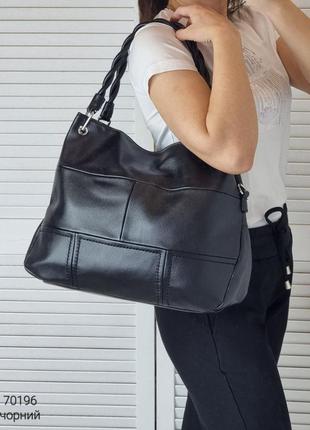 🖤 женская черная сумка мешок из экокожи5 фото