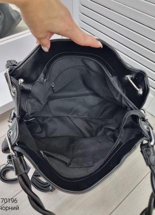 🖤 женская черная сумка мешок из экокожи7 фото