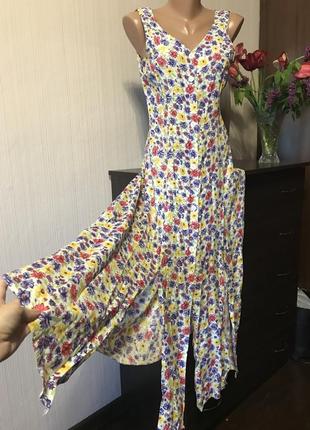 Сукня актуальне міді квітковий принт з розрізами під zara віскоза