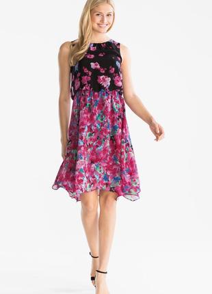 Шикарное легкое цветами платье c&a цветочным принтом xs цветы цветное s сарафан1 фото