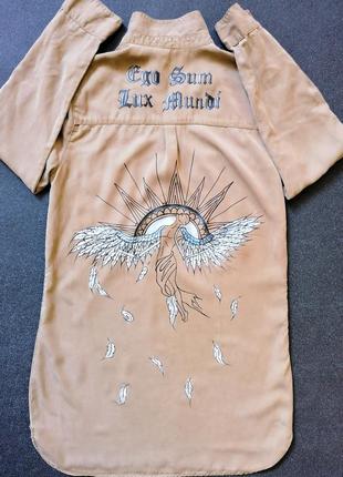 Платье рубашка с ручной росписью