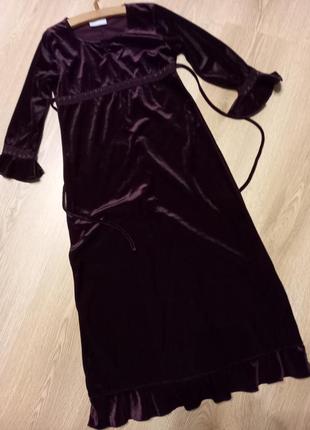 Бархатное, длинное платье для девочки, ростом 146-148 см.2 фото