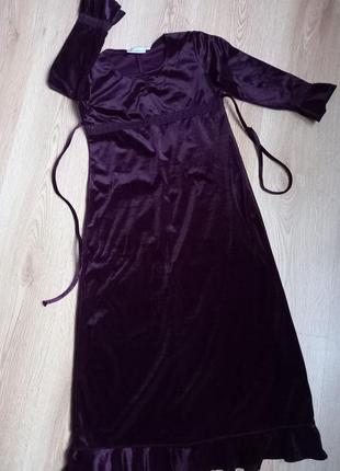 Бархатное, длинное платье для девочки, ростом 146-148 см.3 фото