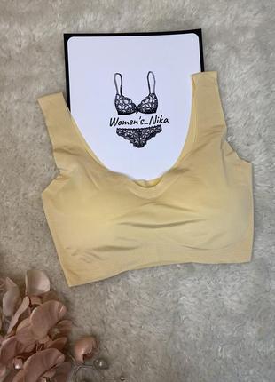 Бюстгальтер бесшовный xs s l xl xxl без косточек легкий топ спортивный бежевый
