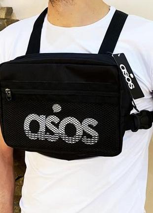 Чоловіча сумка жилет asos black барсетка чорна барсетка асос