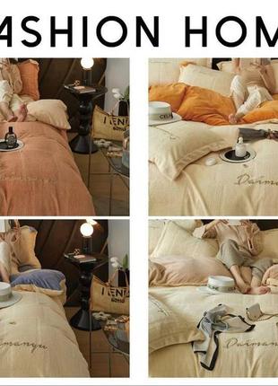 🥑🥑 постіль fashion home велюрова постіль з плюшевим покриттям  євро2 фото