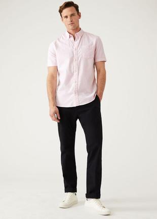 Marks & spencer pure cotton oxford shirt розовая рубашка тенниска мужская m&s