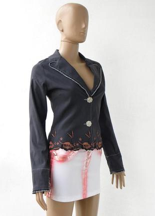Жакет графитового цвета с вышивкой 46-48 размеры (40-42 евроразмеры).2 фото