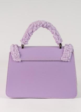 Женская сумка сумочка фиолетовая сумка фиолетовый клатч с мехом4 фото