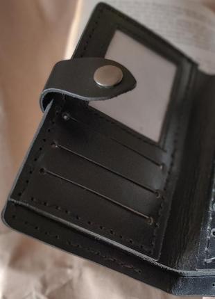 Мужское портмоне кожаное / мужское кожаное кожное портмоне / портмоне черное небольшое5 фото