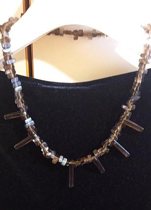 Вінтажне колье із натурального каміння ( димчатий топаз). європа.