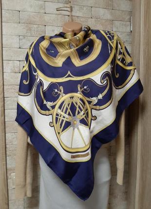 Hermes carre scarf "washingtons carriage" silk navy