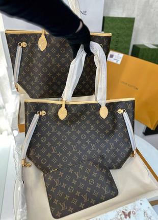 Женская кожаная сумка louis vuitton neverfull monogram7 фото