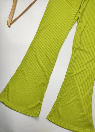 Брюки женские лосинами клеш лимонного цвета с высокой посадкой от бренда shein l2 фото