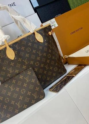 Женская кожаная сумка louis vuitton neverfull monogram10 фото