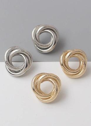 Стильні золотисті сріблясті мінімалістичні кільця сережки кульчики серьги пусети підвіси