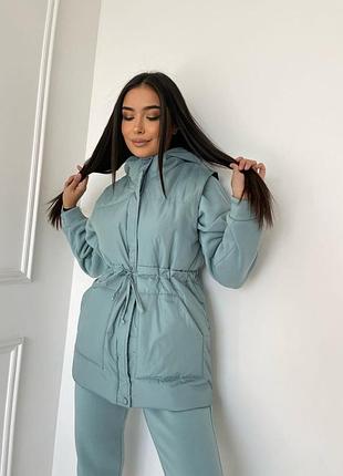 Костюм трійка, спортивний костюм на флісі і жилетка синтепон, є великий розмір