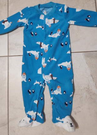 Детский человечек (слип) carter's синего цвета на флисе (9 месяцев)