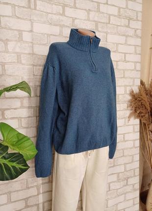 Новый мега теплый свитер/кофта на 70 % шерсть в синем, размер 2-4 хл3 фото