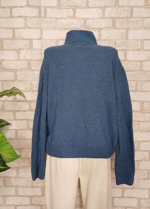 Новый мега теплый свитер/кофта на 70 % шерсть в синем, размер 2-4 хл2 фото