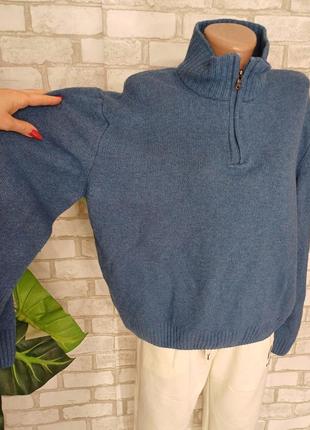 Новый мега теплый свитер/кофта на 70 % шерсть в синем, размер 2-4 хл5 фото