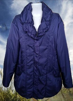 Непродуваемая демисезонная женская куртка батал/синяя курточка весна осень большой размер