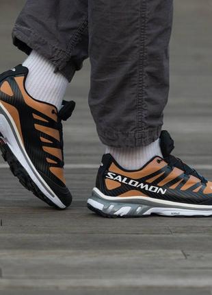 Мужские кроссовки salomon xt-4 advanced black brown низкие на шнуровке водонепроницаемые вставки