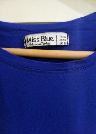 Miss blue яркое синее с белым кружевом платье туника хлопок5 фото