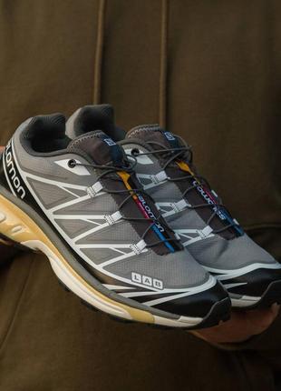 Мужские кроссовки salomon xt-6 dover silver black низкие на шнуровке водонепроницаемые вставки