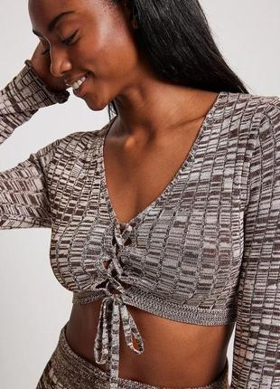 Кардиган белья, топ с длинными рукавами, с завязками на декольте🪺