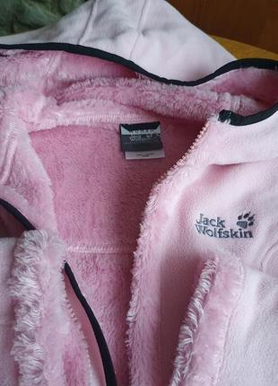 Фліска-меховушка (хутро) з капюшоном рожева jack wolfskin2 фото