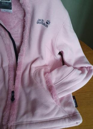 Фліска-меховушка (хутро) з капюшоном рожева jack wolfskin8 фото