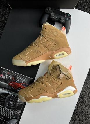 Шикарные мужские кроссовки "nike air jordan retro 6 sand orange "