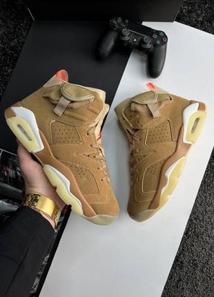 Шикарные мужские кроссовки "nike air jordan retro 6 sand orange "4 фото