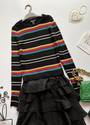 Нарядный, чёрный, полосатый, свитер, джемпер, кофта, new look 915, в полоску, с люрексом, в рубчик