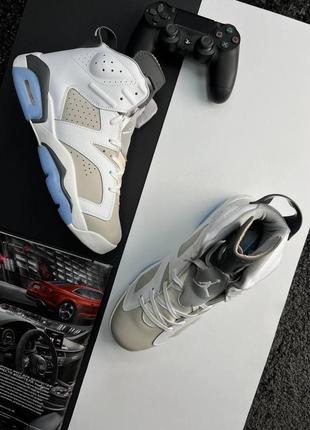 Шикарные мужские кроссовки "nike air jordan retro 6 white sky"2 фото