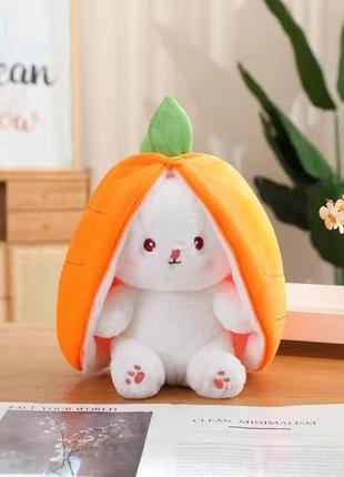 Мягкая игрушка кролик-трансформер зайчик в морковке