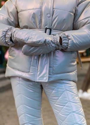 Костюм лыжный глянцевый ⛷️ куртка пуховик + штаны плащевые лыжные3 фото