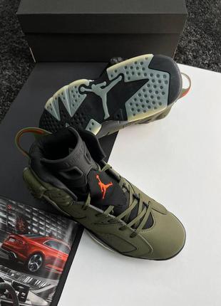 Шикарные мужские кроссовки "nike air jordan retro 6 x travis scott ‘olive’"4 фото