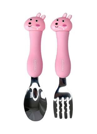 Набор ложка и вилка в футляре зайка, в пакете 23*9см, megazayka, 0102зайка