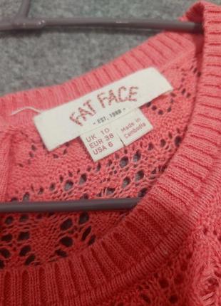 Натуральный ажурный джемпер свитер кофта розово-кораллового цвета 46 размера7 фото