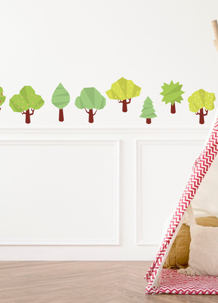 Вінілова інтер'єрна наклейка кольорова декор на стіну, шпалери та інші поверхні "дерева. зелені