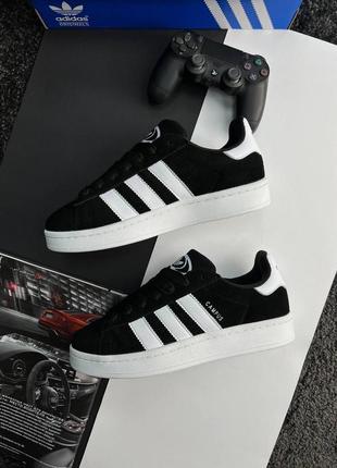 Шикарные мужские кроссовки "adidas originals campus black white"