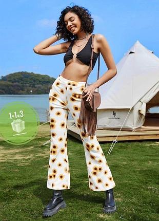 Штаны с подсолнухами shein