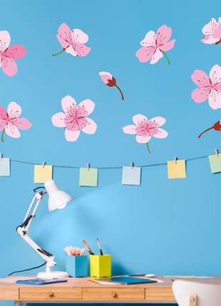 Вінілова інтер'єрна наклейка кольорова декор на стіну, шпалери та інші поверхні "рожеві квіти. квіти1 фото