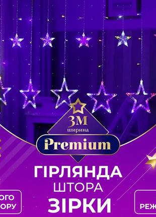 Гірлянда-штора "зірки розмір" 3*0,7 м, 12 фігур.4 фото