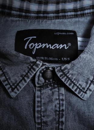 Мужская джинсовая серая рубашка topman s m