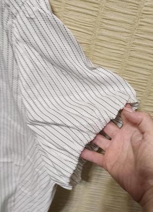 Стрейчевая блуза блузка молочного цвета в полоску супер батал3 фото